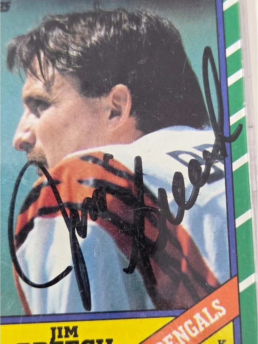 1986 Topps Jim Breech Bengals Signed Football Card Kicker NFL Vintage Autograph